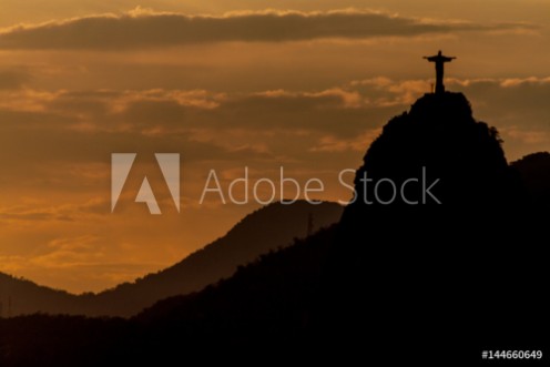 Picture of Silhouette of Christ the Reedemer statue Corcovado Rio de Janeiro Brazil